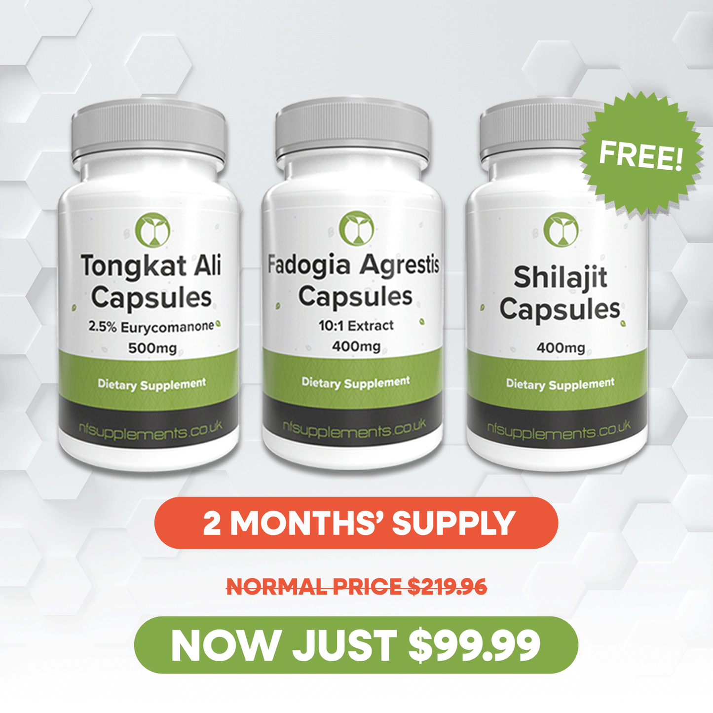Testosterone Booster Plus Free Shilajit & Protein - 2 Months' Supply